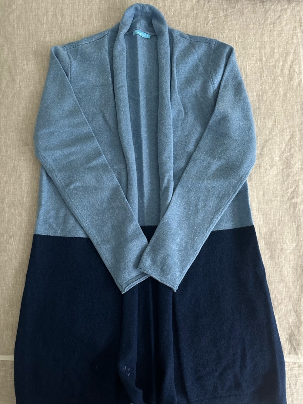Women’s J.McLaughlin cashmere Two-Tone Open Front Sweater Cardigan - Blue